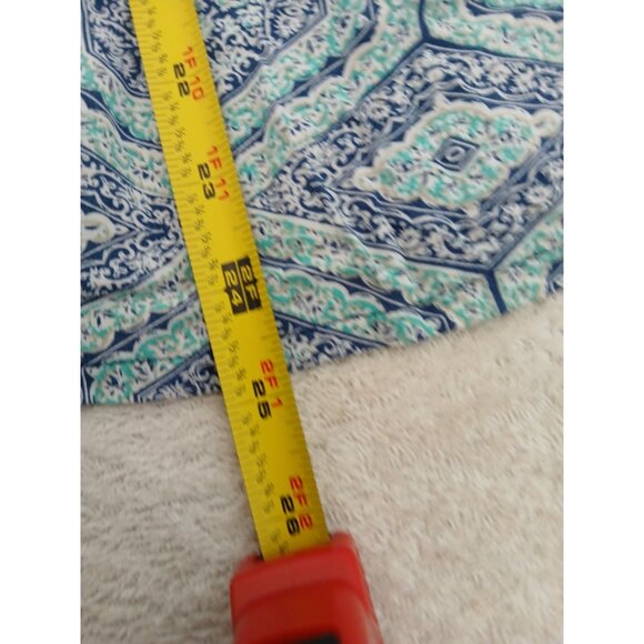 Solitaire Womens Blouse Top Navy & Green Crochet Sleeveless Tank w/ Tassels Boho - Picture 6 of 9